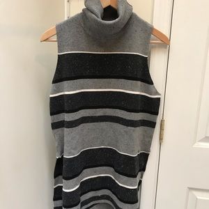 Turtleneck Sleeveless Striped Sweater